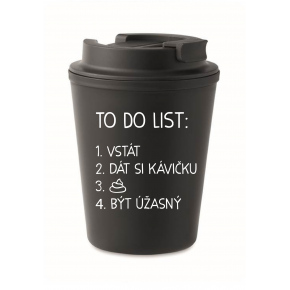 TO DO LIST: BYŤ ÚŽASNÝ - čierny termohrnček 300 ml